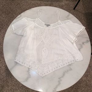 White Open Shoulder Top